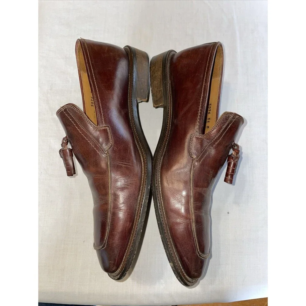 Folio New York Italy Dress Loafers Mens Size 11 M Brown Leather  Slip On Tassels
